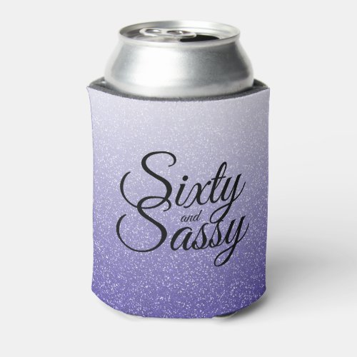 Royal Blue Glitter Ombre 60 Sassy 60th Birthday Can Cooler