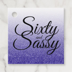 Royal Blue Glitter Ombre 60 Sassy 60th Birthday Favor Tags