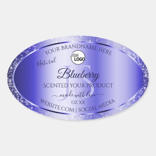 Royal Blue Glitter Product Labels Monogram Logo