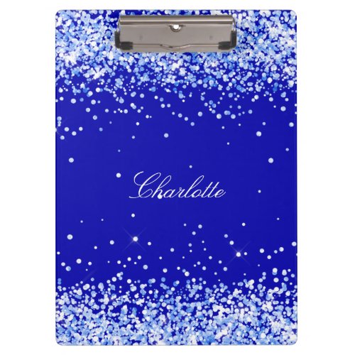 Royal blue glitter sparkles name script clipboard