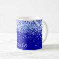 Royal blue glitter sparkles name script coffee mug Zazzle