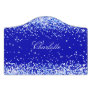 Royal blue glitter sparkles name script door sign