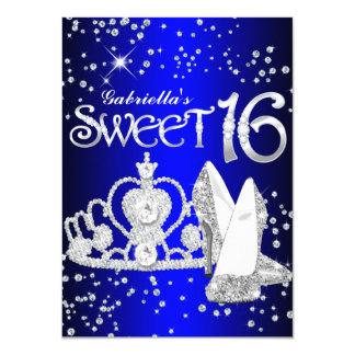 Royal Blue And Silver Sweet 16 Invitations 6