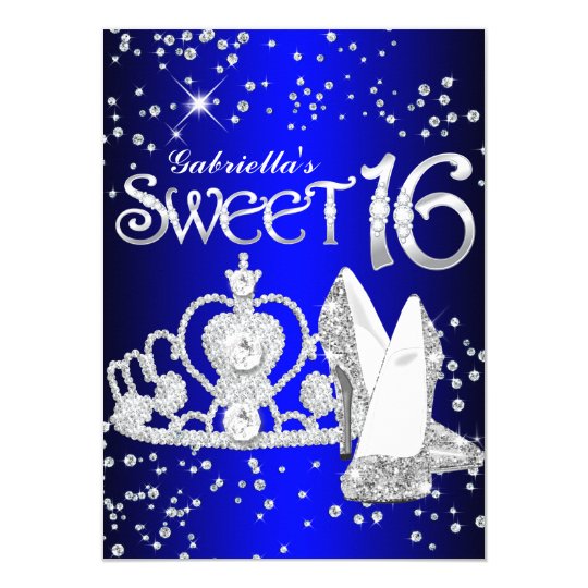 Royal Blue Sweet 16 Invitations 1