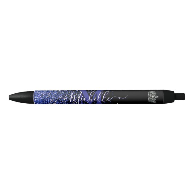 Royal Blue Glitz Custom Autograph Pen (Front)