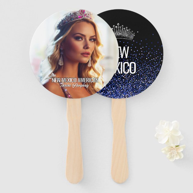 Royal Blue Glitz Pageant Fan Wavers - Set of Fans (Front and Back)