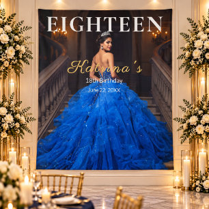 Royal Blue Gold 18th Birthday Photo Backdrop