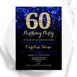 Royal Blue Gold 60th Birthday Invitation<br><div class="desc">60th birthday party invitation. Elegant royal blue design with faux glitter gold. Features stylish diamonds, bokeh lights and script font. Men or women bday invite. Perfect for a stylish adult birthday party. Personalize with your own details. Message me if you need further customization. Printed Zazzle invitations or instant download digital...</div>