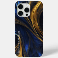 Royal Blue Gold Abstract Swirl