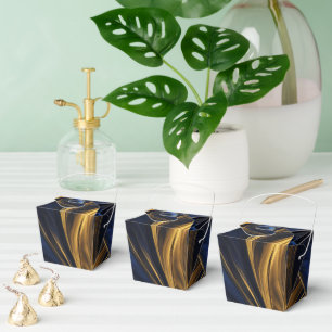 Royal Blue Gold Abstract Swirl Favor Boxes