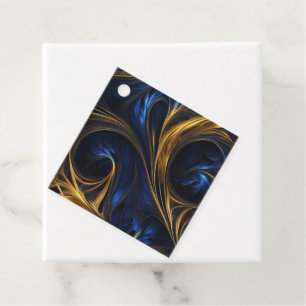 Royal Blue Gold Abstract Swirl Favor Tags