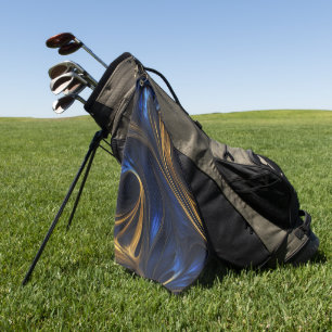 Royal Blue Gold Abstract Swirl Golf Towel