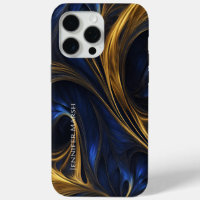 Royal Blue Gold Abstract Swirl