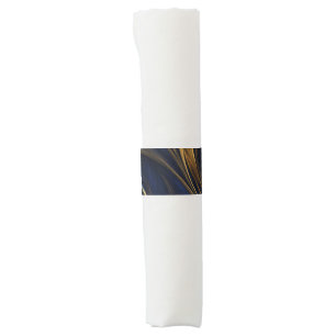 Royal Blue Gold Abstract Swirl Napkin Bands