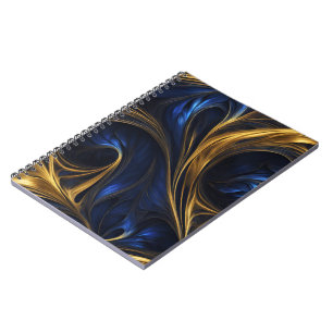 Royal Blue Gold Abstract Swirl Notebook