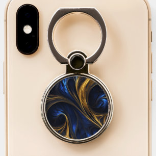 Royal Blue Gold Abstract Swirl Phone Ring Stand