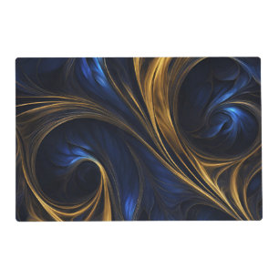 Royal Blue Gold Abstract Swirl Placemat