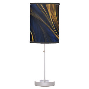 Royal Blue Gold Abstract Swirl Table Lamp