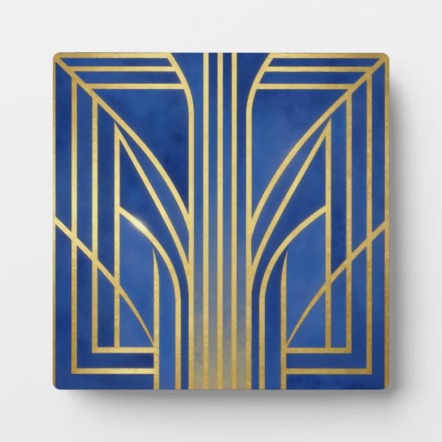 Royal Blue Gold Art Deco Plaque (Front)
