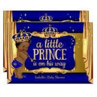 Royal Blue Gold Boy Prince Baby Shower Ethnic Card