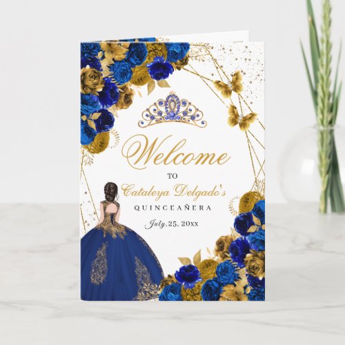 Royal Blue  Gold Butterfly Quinceanera Program