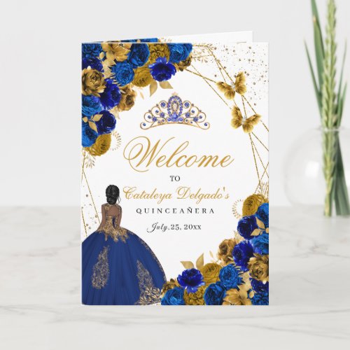 Royal Blue  Gold Butterfly Quinceanera Program