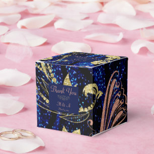 Royal Blue Gold Butterfly Wedding Favor Box