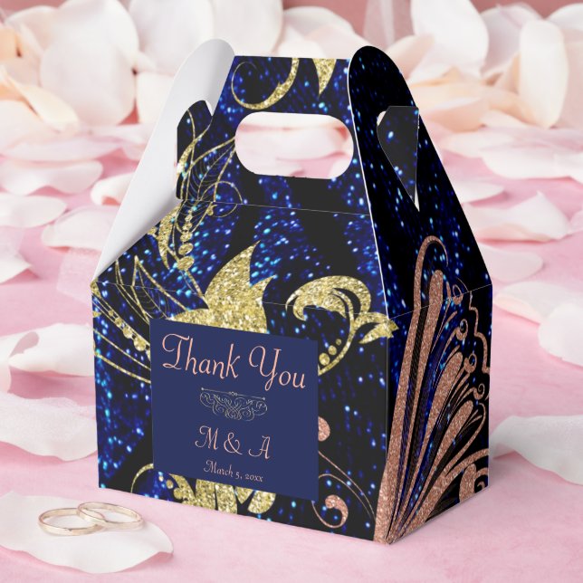 Royal Blue Gold Butterfly Wedding Favor Box (Wedding)