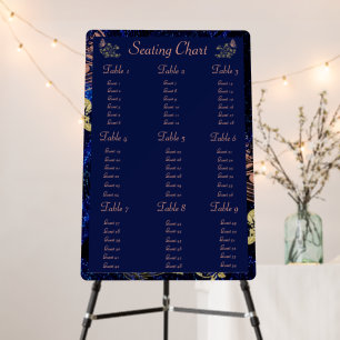 Royal Blue Gold Butterfly Wedding Seating Chart Foam Board