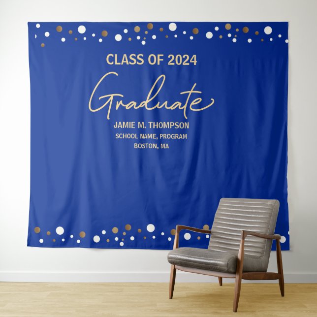 Royal Blue Gold Class of 2023 backdrop graduation (In Situ (Horizontal))