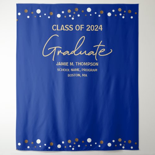 Royal Blue Gold Class of 2024 backdrop graduation