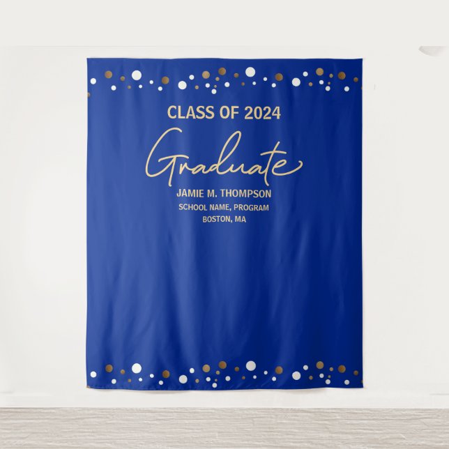 Royal Blue Gold Class of 2024 backdrop graduation (Front)