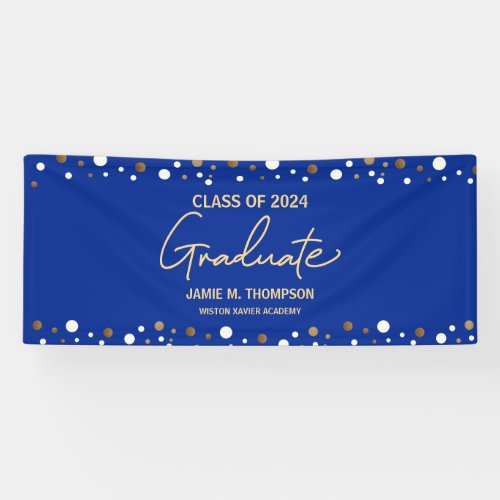 Royal Blue Gold Class of 2024 Name Graduate Banner
