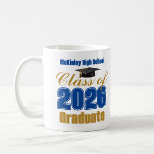 Royal Blue Gold Class of 2026 Graduate Gift Coffee Mug