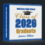 Royal Blue Gold Class of 2026 Graduate Photo Album 3 Ring Binder<br><div class="desc">Customize your own royal blue and gold high school Class of 2026 graduation photo album binder for a graduate gift. Cool varsity letters for the year on a great custom commemorative gift for seniors. Insert pages not included.</div>