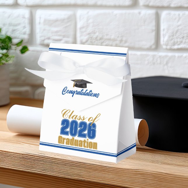 Royal Blue Gold Class of 2026 Graduation Party Favor Boxes (Creator Uploaded)
