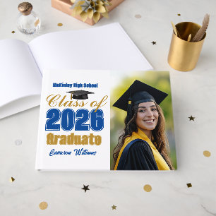 Royal Blue Gold Class of 2026 Graduation Photo Guest Book