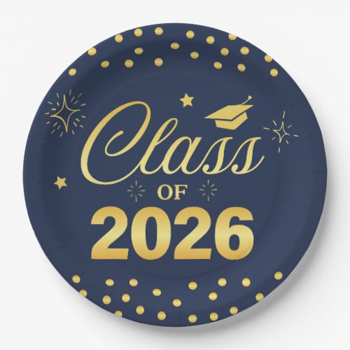 Royal Blue Gold Class of 2026 Graduation Plates