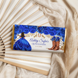 Royal Blue Gold Cowboy Horse Quinceañera Hershey Bar Favors