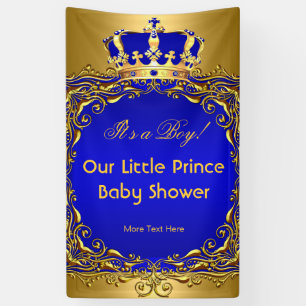 Royal Blue Gold Crown Baby Shower Boy Banner