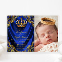 Royal Blue Gold Crown Little Prince Baptism