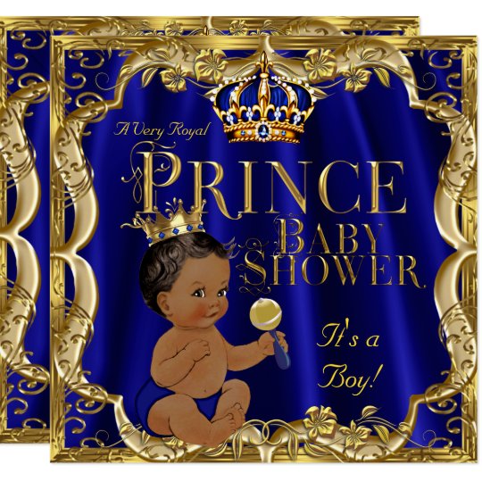 Royal Blue Gold Crown Prince Baby Shower Ethnic Invitation | Zazzle.com