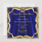 Royal Blue Gold Crown Prince Baby Shower Ethnic Invitation (Back)