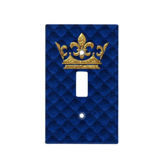 Royal Blue Gold Crown Prince Castle Kingdom Light Switch Cover (Front)