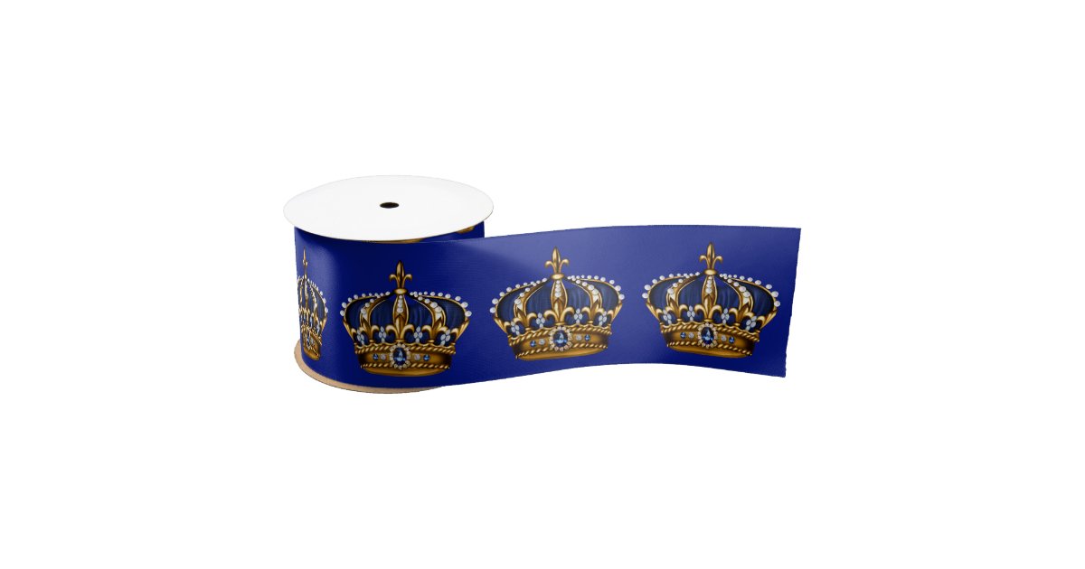 Royal Blue Gold Crown Prince Satin Ribbon Zazzle Com