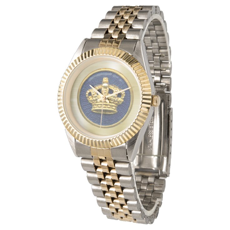 Royal Blue Gold Crown Watch | Zazzle