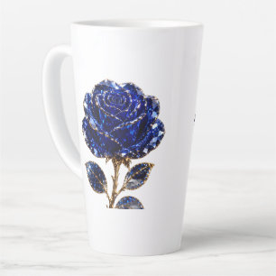 Royal Blue Gold Crystal Rose Latte Mug