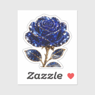 Royal Blue Gold Crystal Rose Sticker