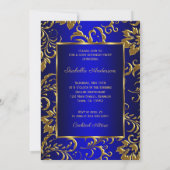 Royal Blue Gold Damask 50th birthday party Invitation (Back)