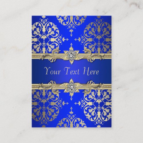 Royal Blue Gold Damask Business Cards